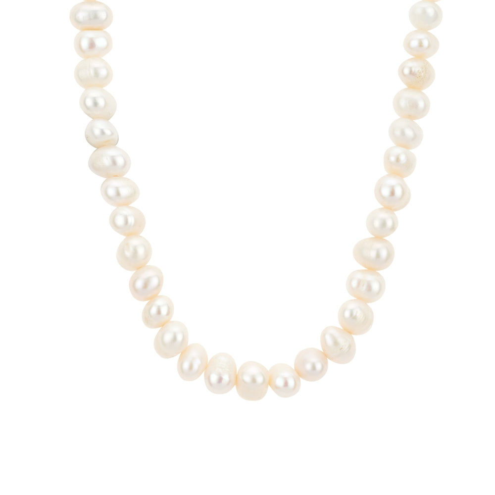 Over & Over Silver Mens Freshwater Pearl Necklace