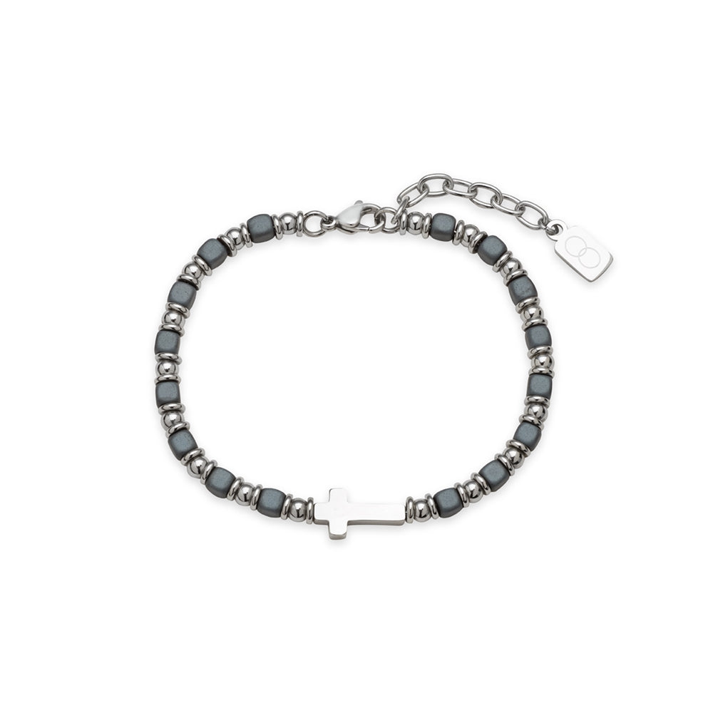Over & Over Silver Mens Stainless Steel Hematire Bracelet