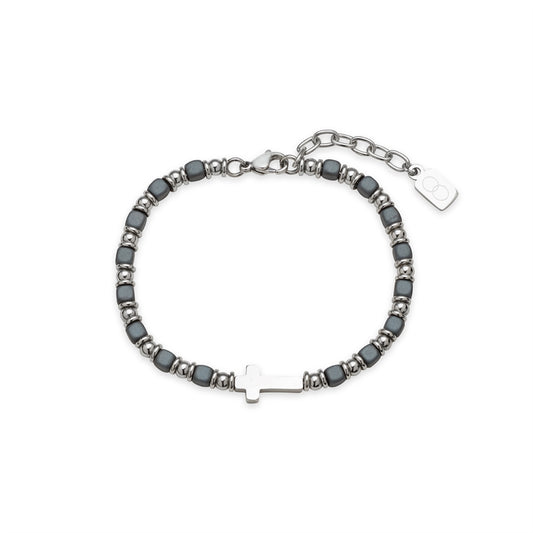 Over & Over Silver Mens Stainless Steel Hematire Bracelet