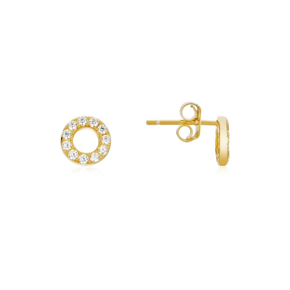 Argento Gold CZ Circle Petite Studs 