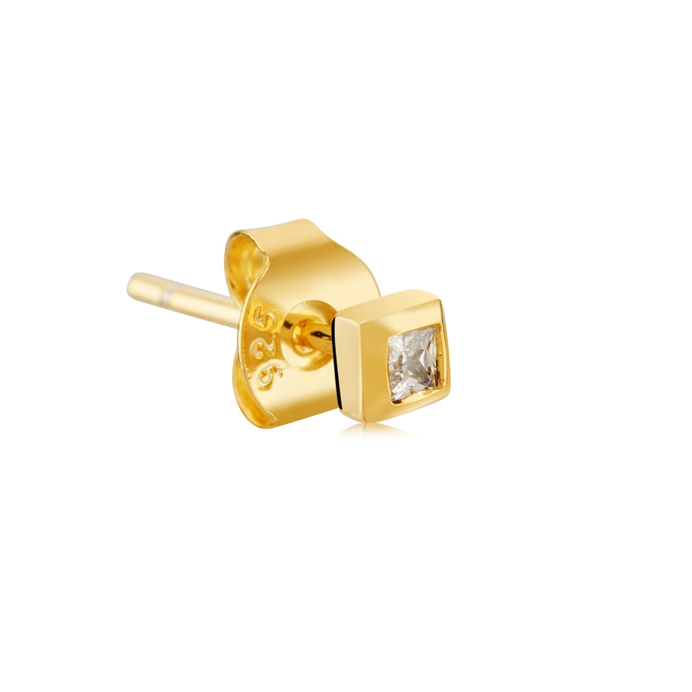 Argento Gold CZ Square Studs