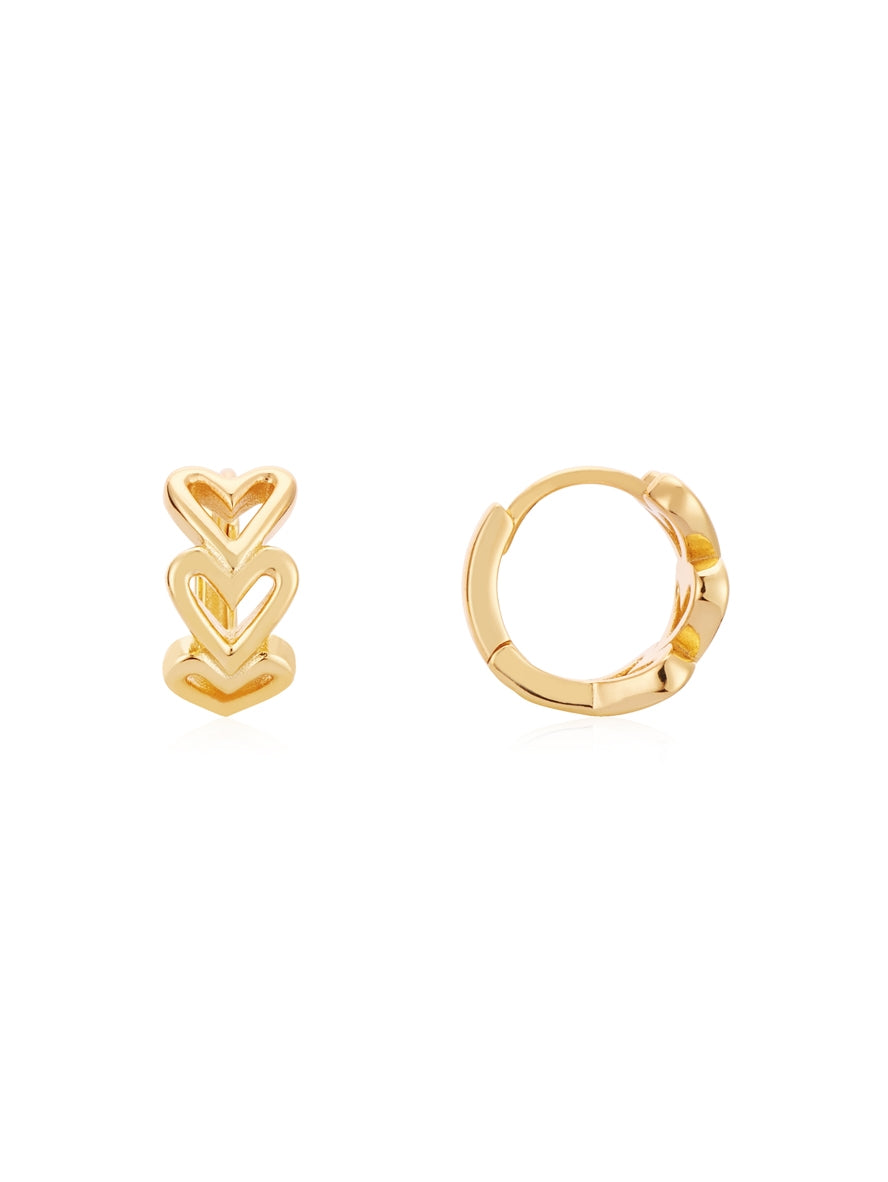 Argento Gold Open Heart Petite Hoop Earrings