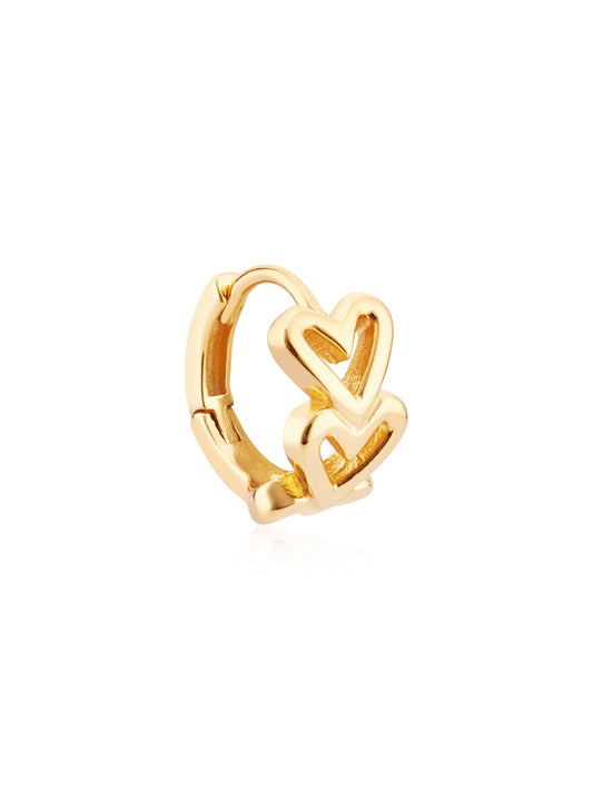 Argento Gold Open Heart Petite Hoop Earrings