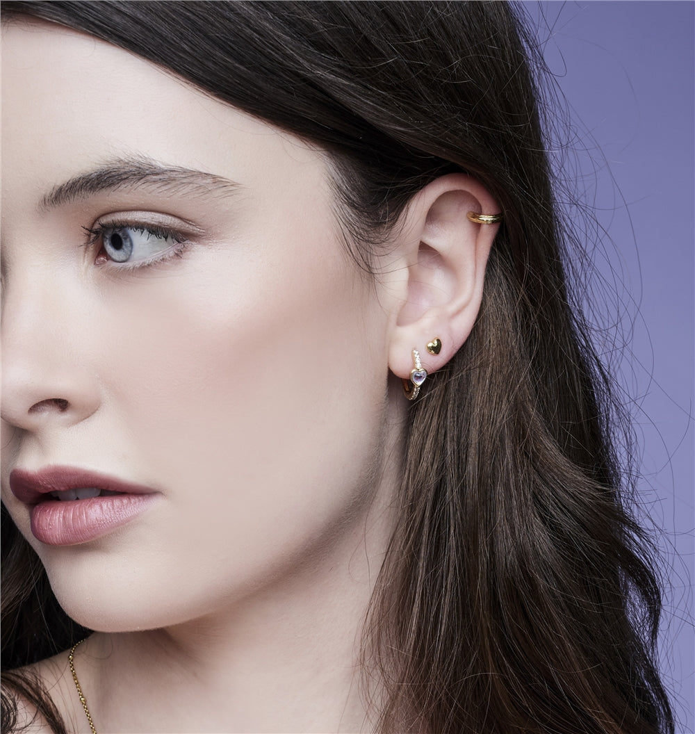 Argento Gold Petite Puff Heart Stud Earrings