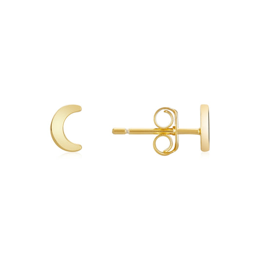 Argento Gold Plain Petite Moon Studs
