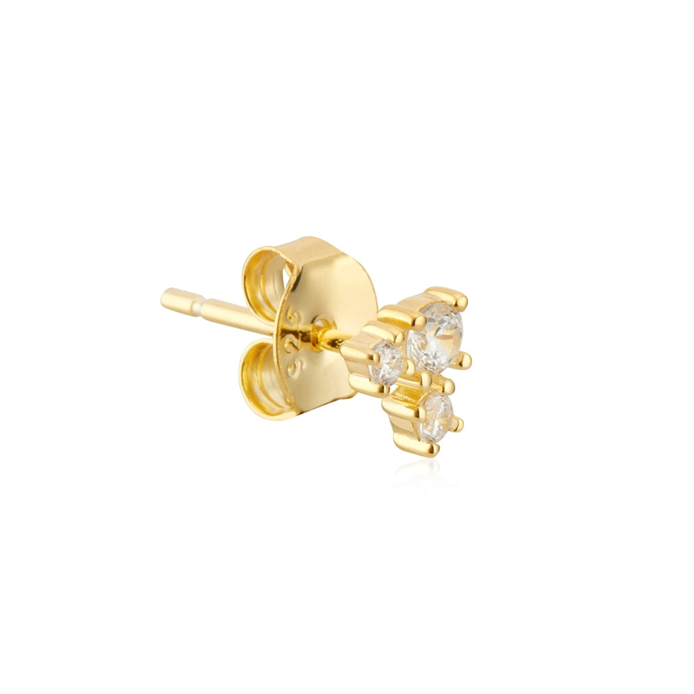 Argento Gold Triple CZ Studs