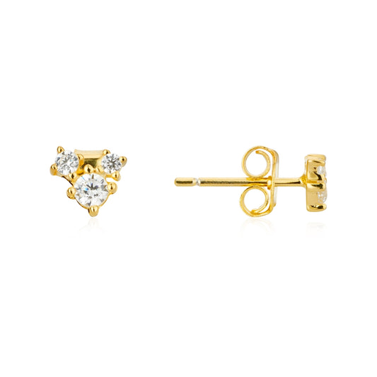 Argento Gold Triple CZ Studs