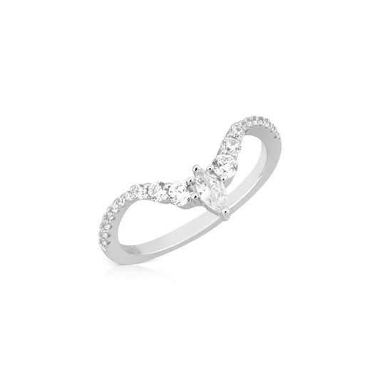 Argento Silver CZ Wish Bone Ring