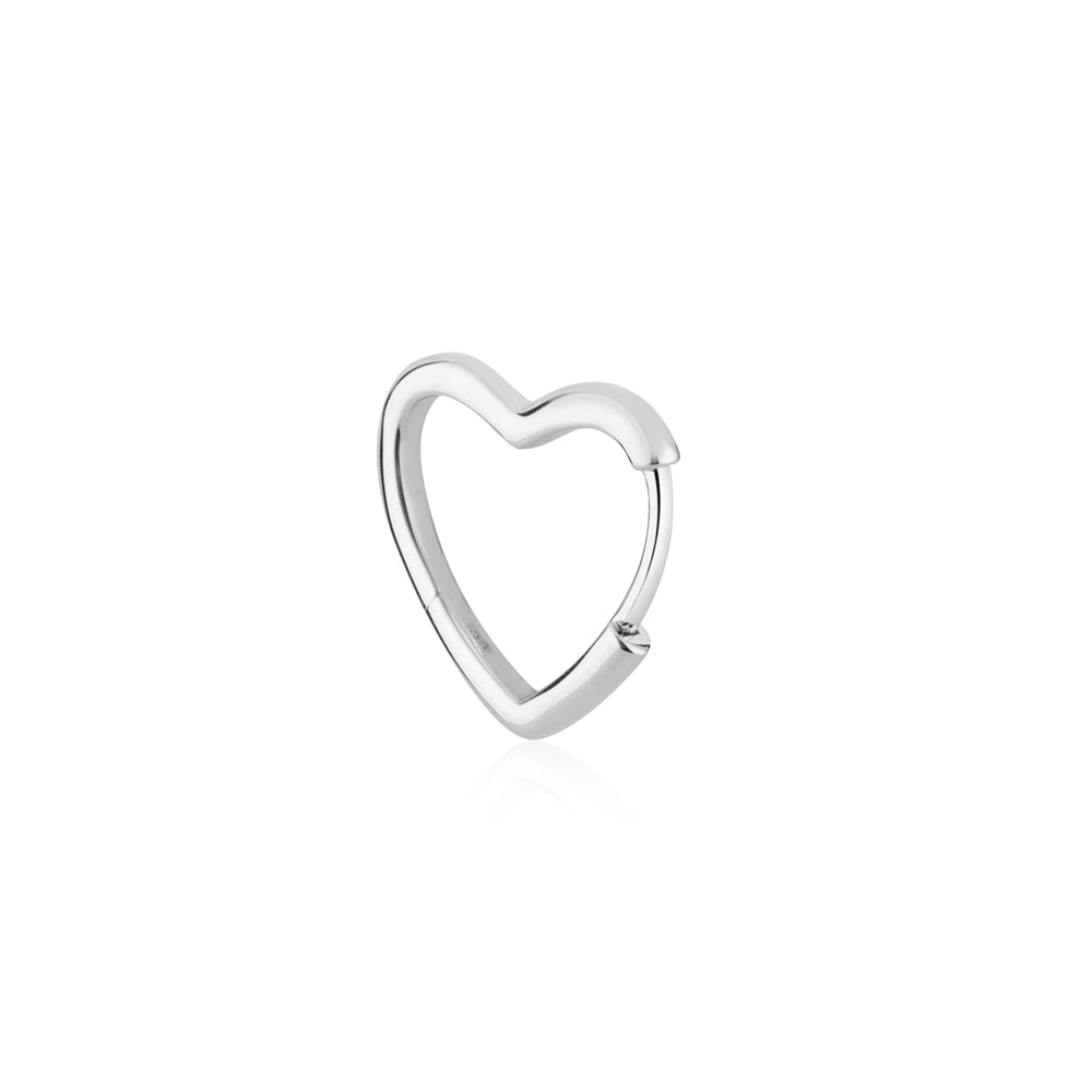 Argento Silver Asymmetrical Heart Hoop Earrings