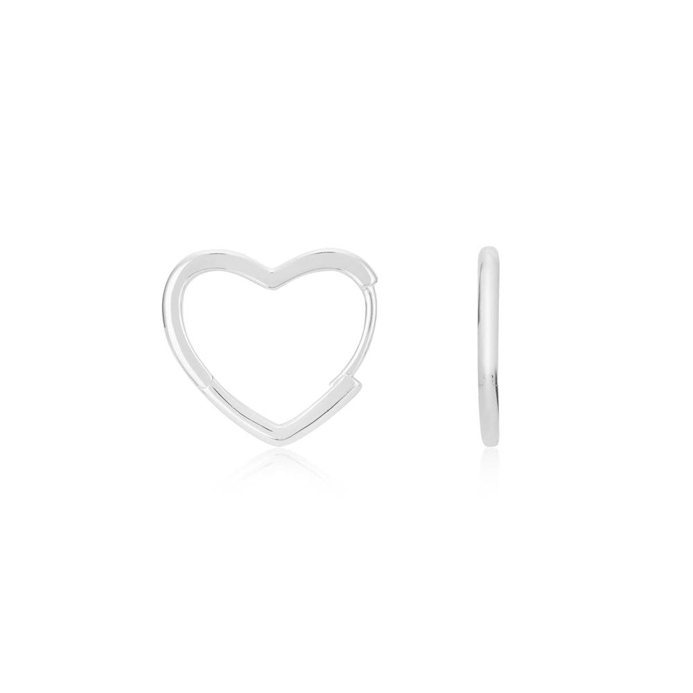 Argento Silver Asymmetrical Heart Hoop Earrings