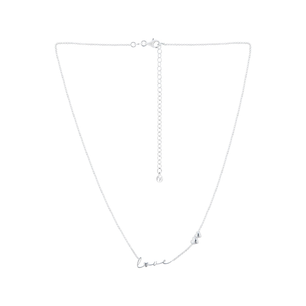 Argento Silver Love Puffed Heart Necklace