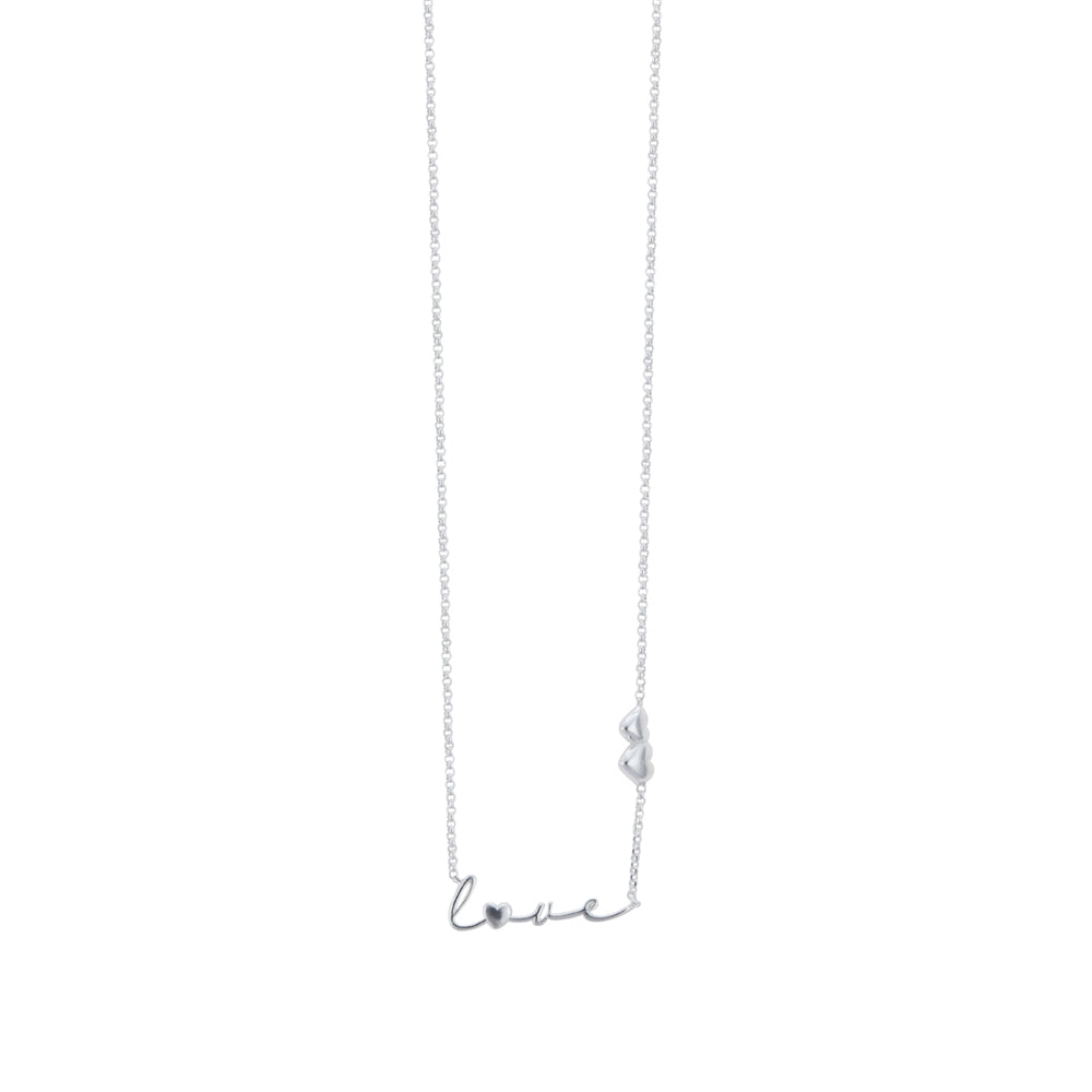Argento Silver Love Puffed Heart Necklace