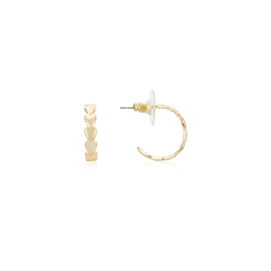 August Woods Gold Heart Hoop Earrings