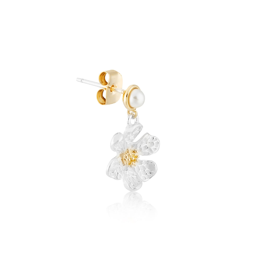 August Woods Gold Two-Tone Flower Pendant Earrings