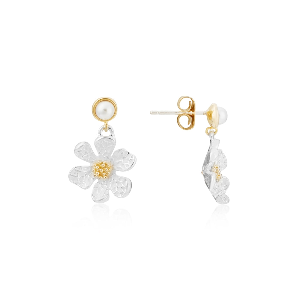 August Woods Gold Two-Tone Flower Pendant Earrings