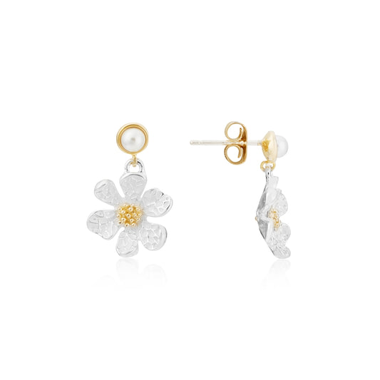 August Woods Gold Two-Tone Flower Pendant Earrings
