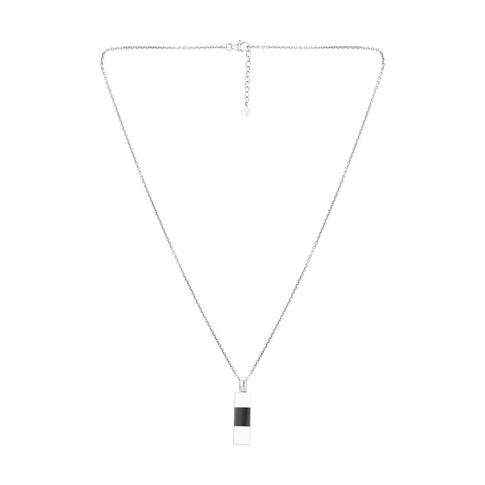 Argento Silver Mens Black Pendant Necklace