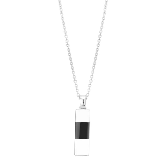 Argento Silver Mens Black Pendant Necklace