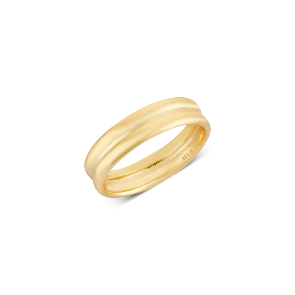 Argento Gold Ribbed Ring