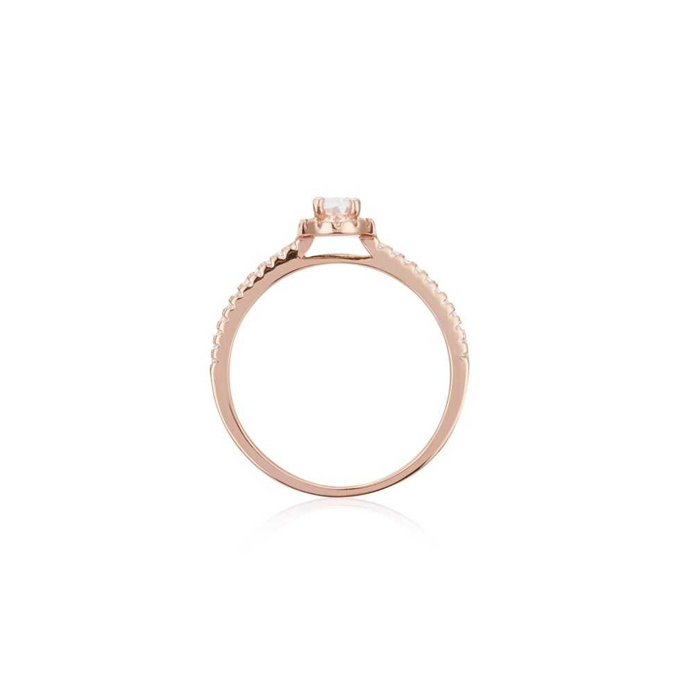 Argento Rose Gold Oval CZ Halo Ring