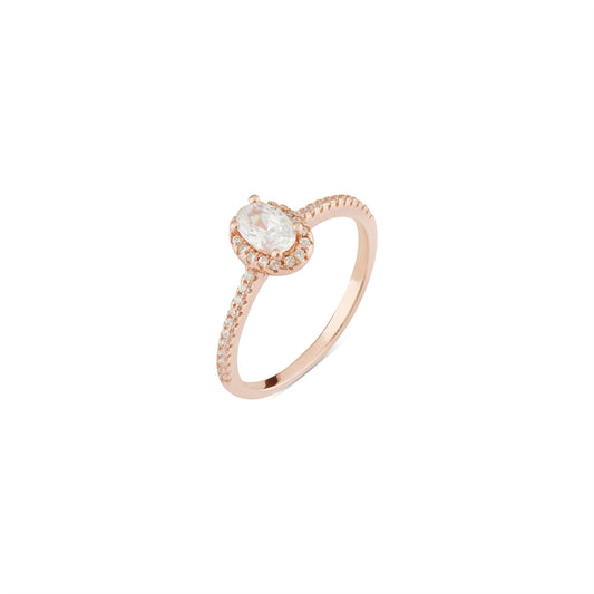 Argento Rose Gold Oval CZ Halo Ring