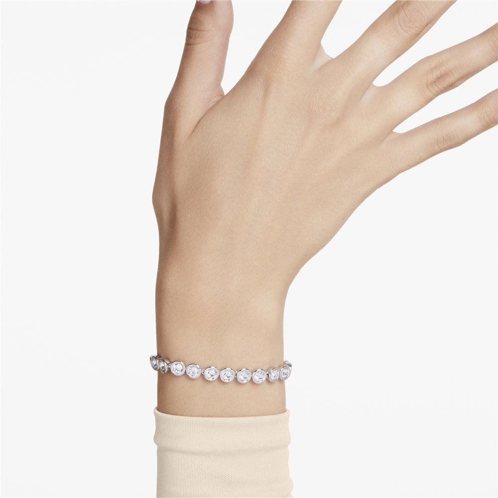 Swarovski Imber Round Cut Rhodium-Plated Tennis Bracelet