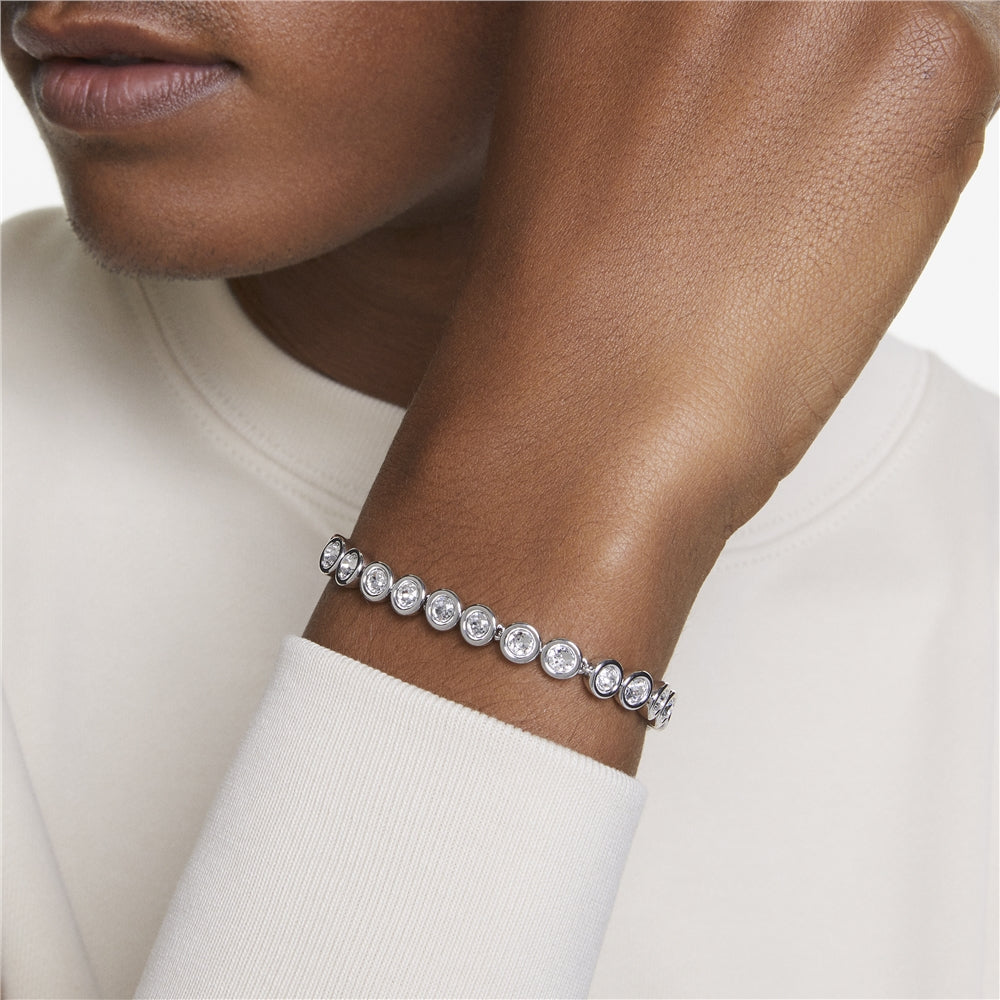 Swarovski Imber Round Cut Rhodium-Plated Tennis Bracelet