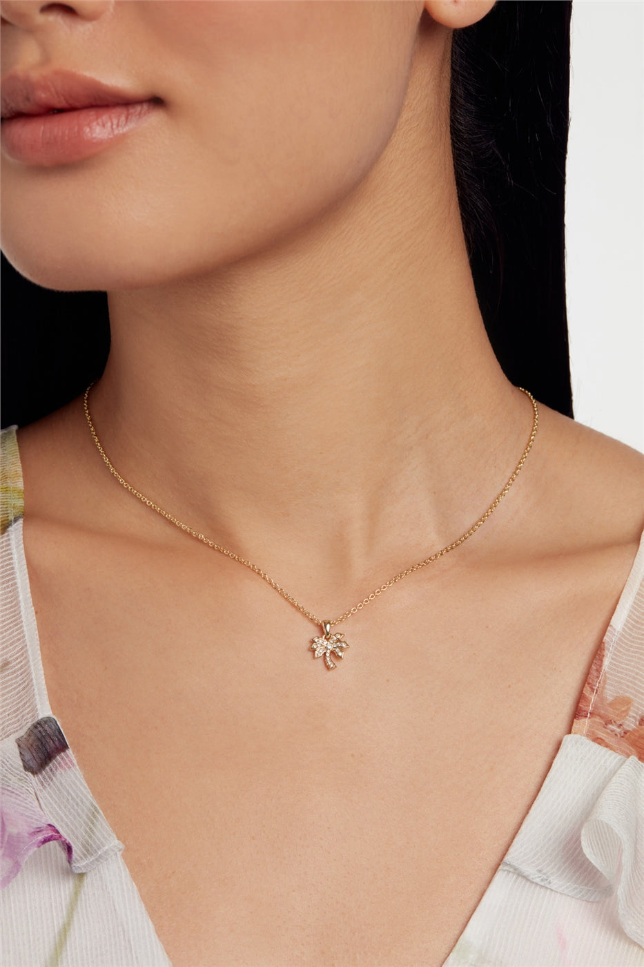 Ted Baker Palmele Gold Crystal Palm Tree Necklace