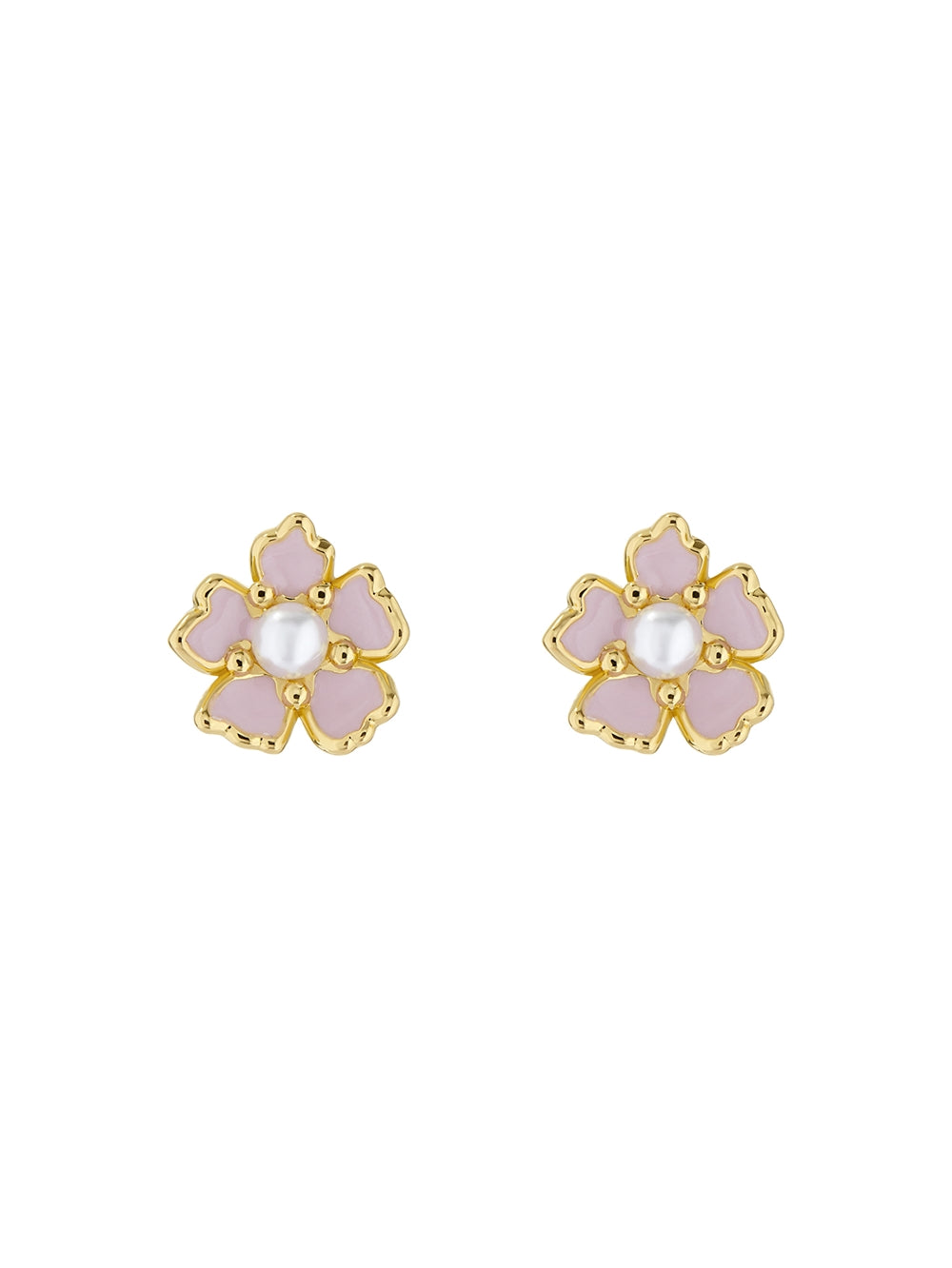 Ted Baker Peti Gold Pink and Pearl Flower Stud Earrings