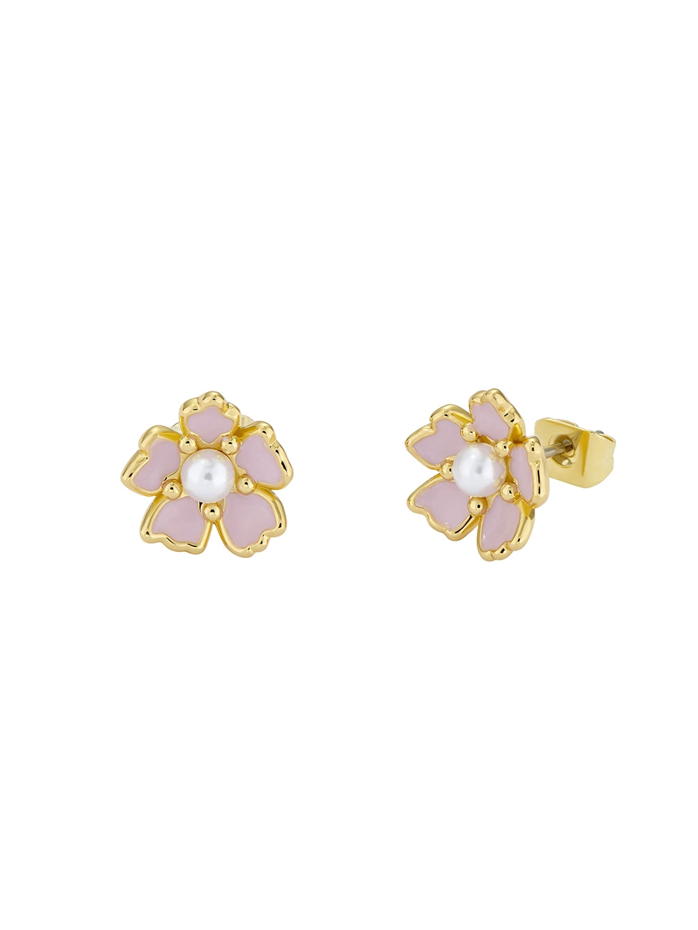 Ted Baker Peti Gold Pink and Pearl Flower Stud Earrings