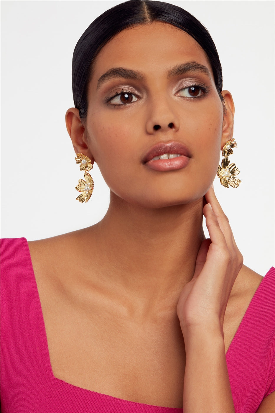 Ted Baker Petaria Gold Pearl Painted Petal Drop Earrings