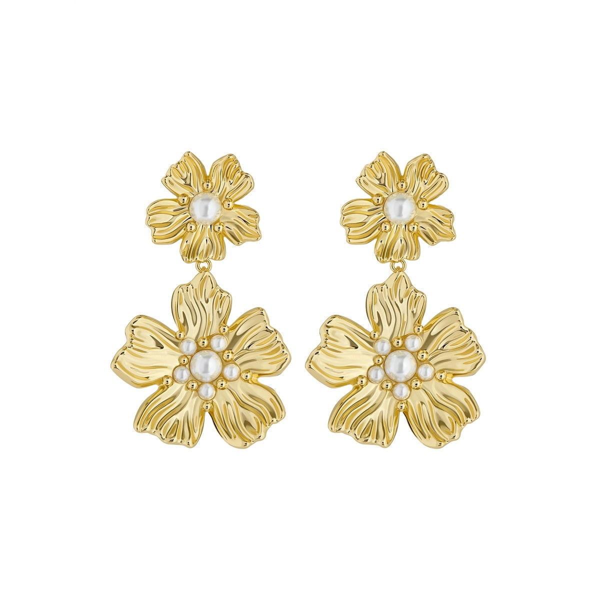 Ted Baker Petaria Gold Pearl Painted Petal Drop Earrings