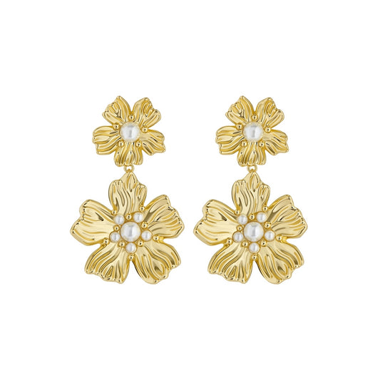 Ted Baker Petaria Gold Pearl Painted Petal Drop Earrings