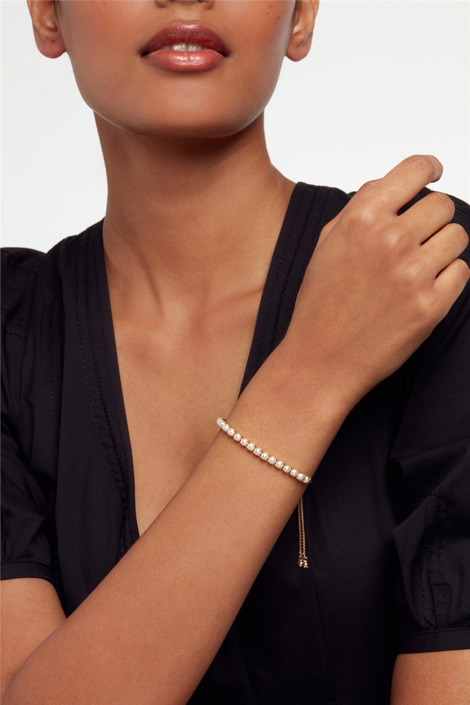 Ted Baker Perrmel Gold Icon Pearl Tennis Slide Bracelet