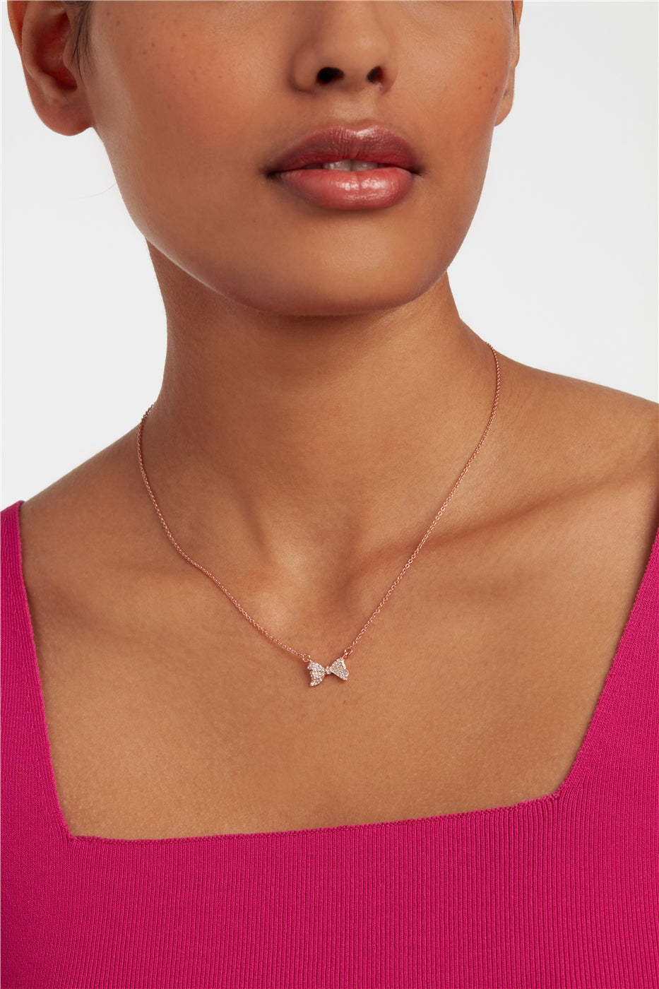 Ted Baker Barsie Rose Gold Crystal Baker Bow Necklace