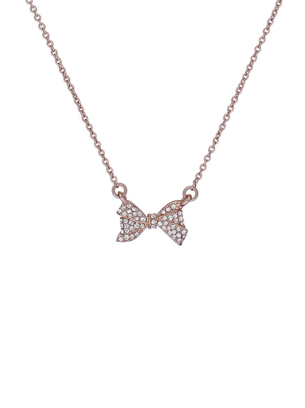 Ted Baker Barsie Rose Gold Crystal Baker Bow Necklace
