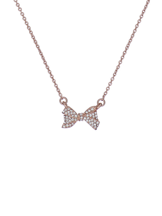 Ted Baker Barsie Rose Gold Crystal Baker Bow Necklace