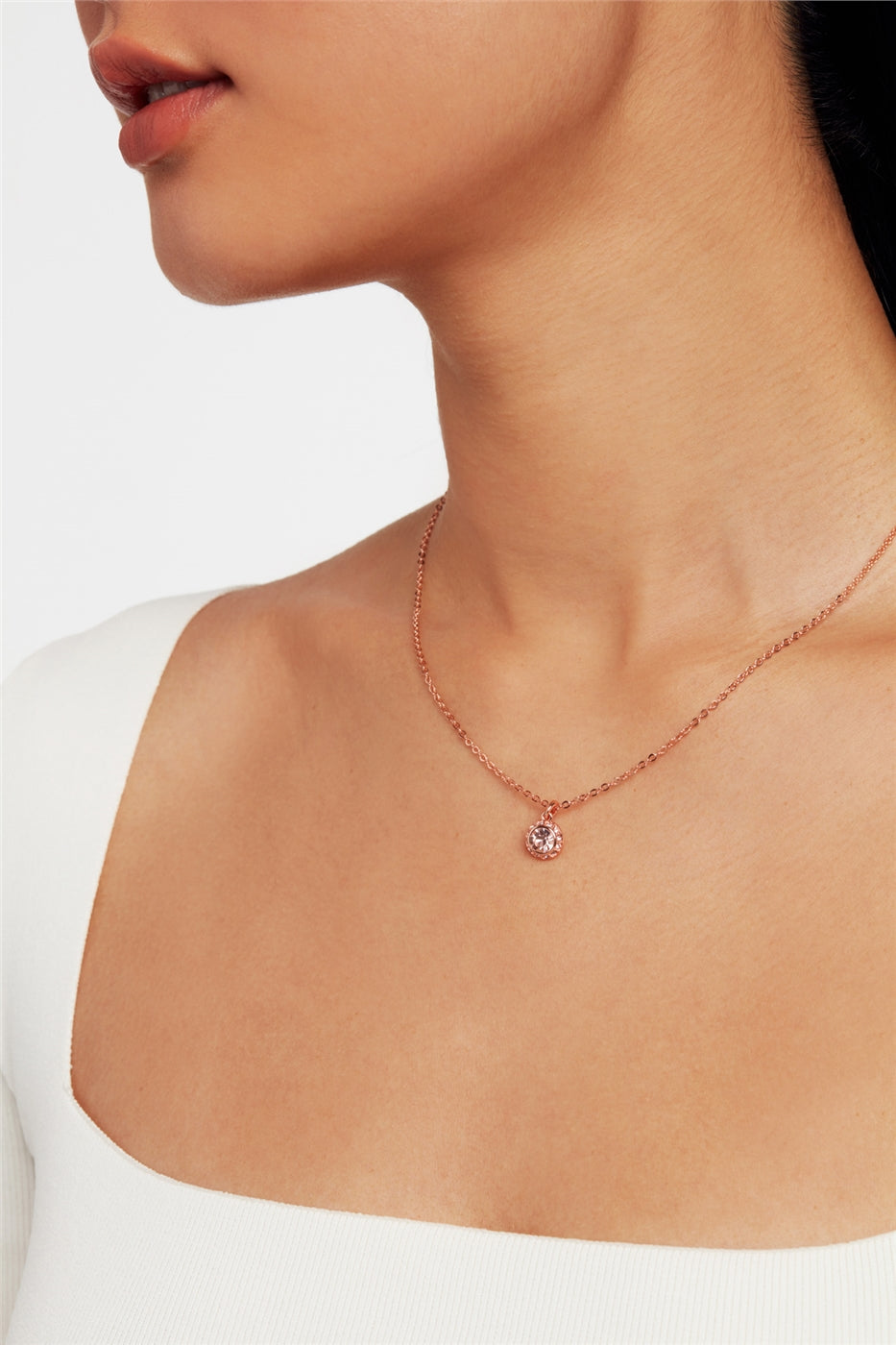 Ted Baker Soltell Rose-Gold Solitaire Sparkle Halo Necklace