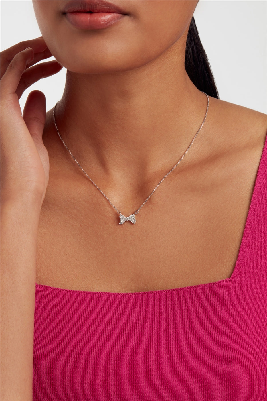 Ted Baker Barsie Silver Crystal Baker Bow Necklace