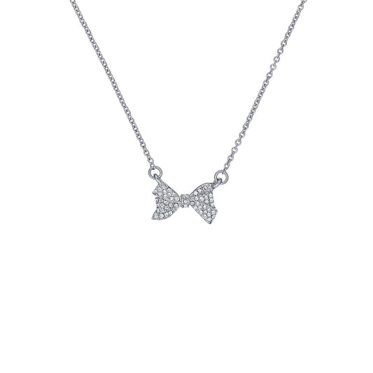 Ted Baker Barsie Silver Crystal Baker Bow Necklace