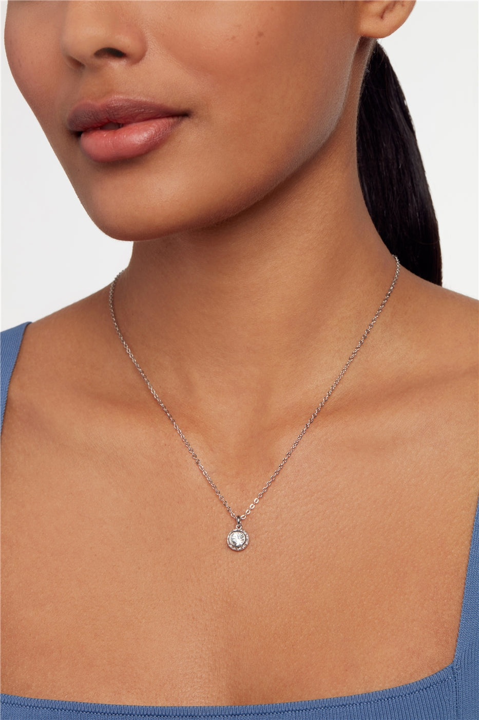 Ted Baker Soltell Silver Solitaire Sparkle Halo Necklace