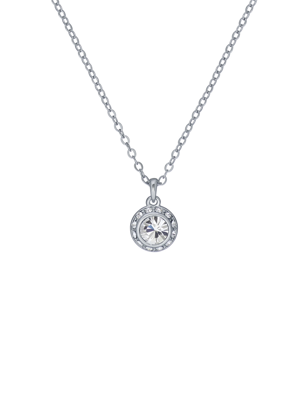 Ted Baker Soltell Silver Solitaire Sparkle Halo Necklace