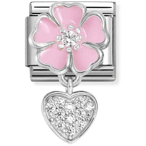 Nomination Pink Flower With Crystal Heart Charm