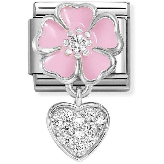 Nomination Pink Flower With Crystal Heart Charm