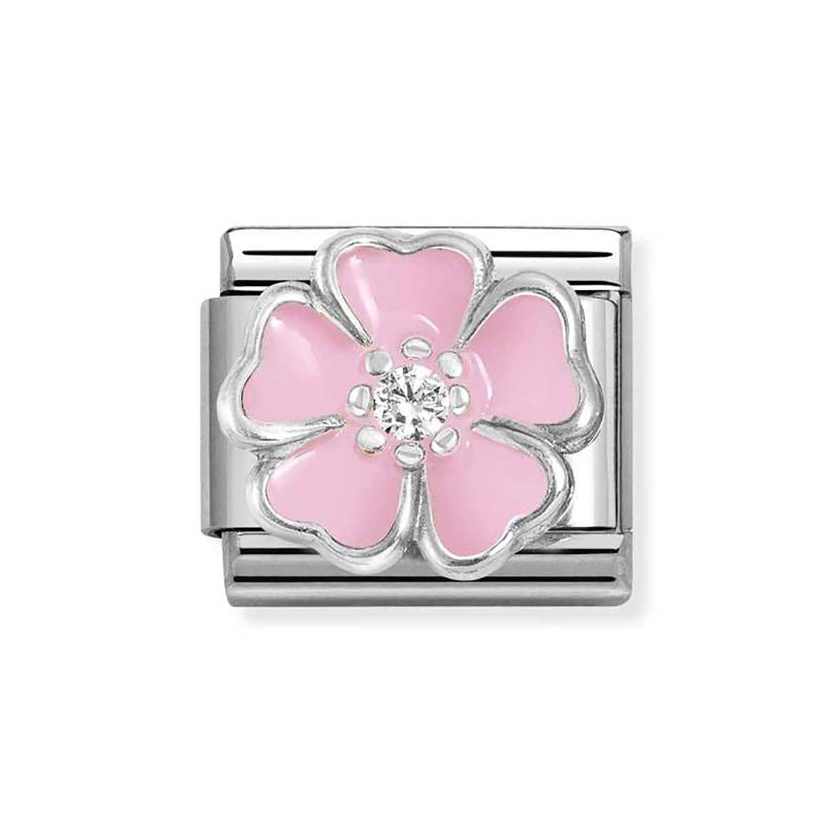 Nomination White Crystal Pink Peach Blossom Charm