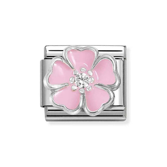 Nomination White Crystal Pink Peach Blossom Charm