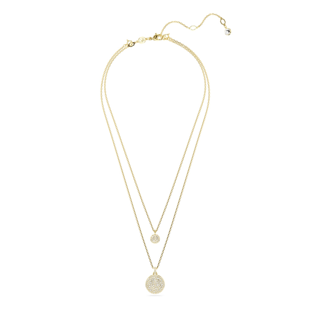 Swarovski Meteora Gold White Pavé Layered Pendant Necklace