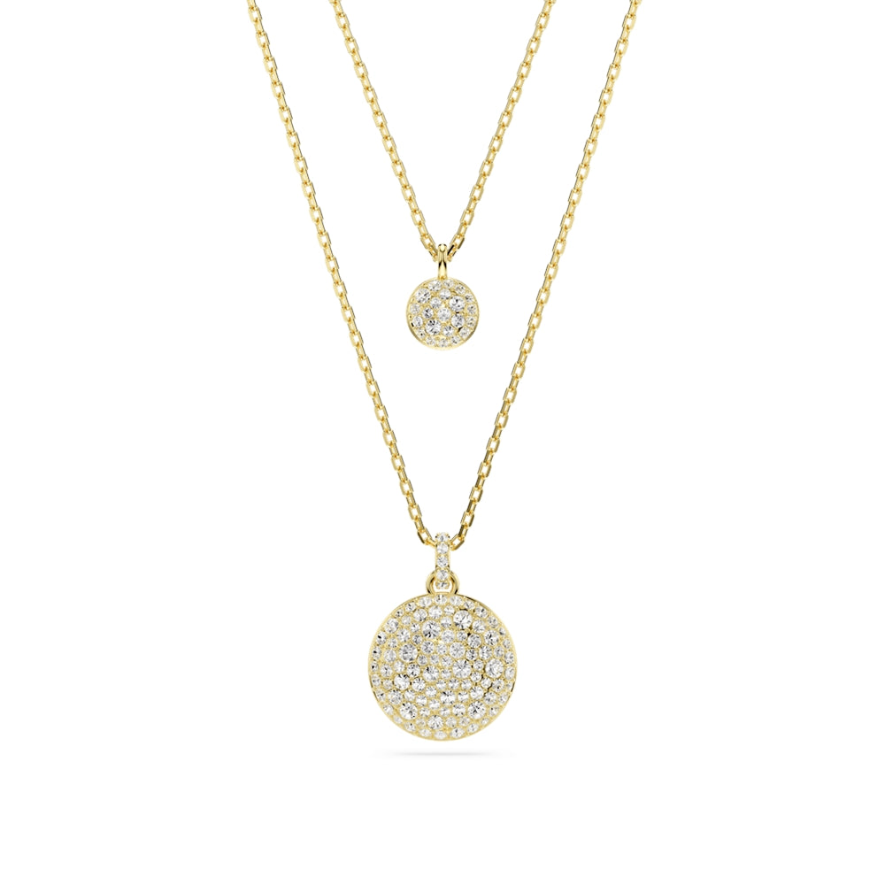 Swarovski Meteora Gold White Pavé Layered Pendant Necklace