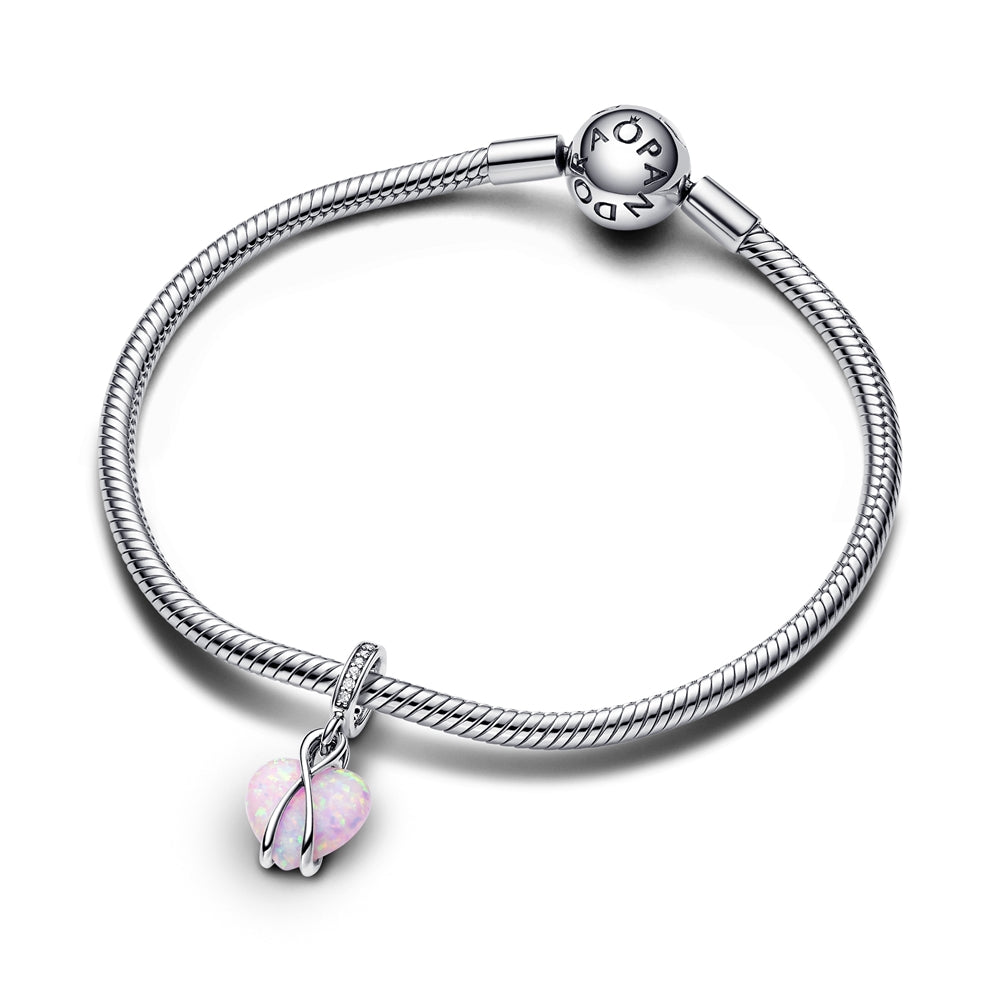 Pandora Mum Opalescent Heart Dangle Charm