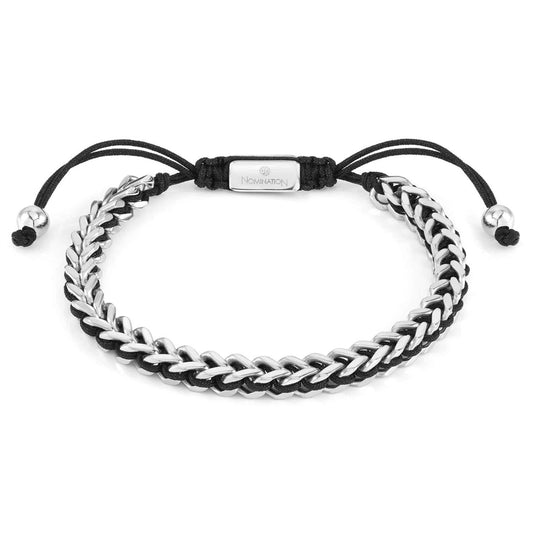 Nomination B-Yond Silver + Black Nautical Cord Bracelet